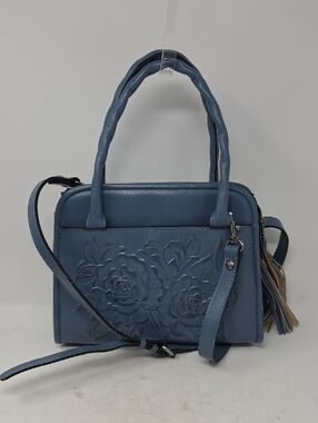 Patricia Nash Rose Tooled Blue Mirage Small Paris Bag Purse